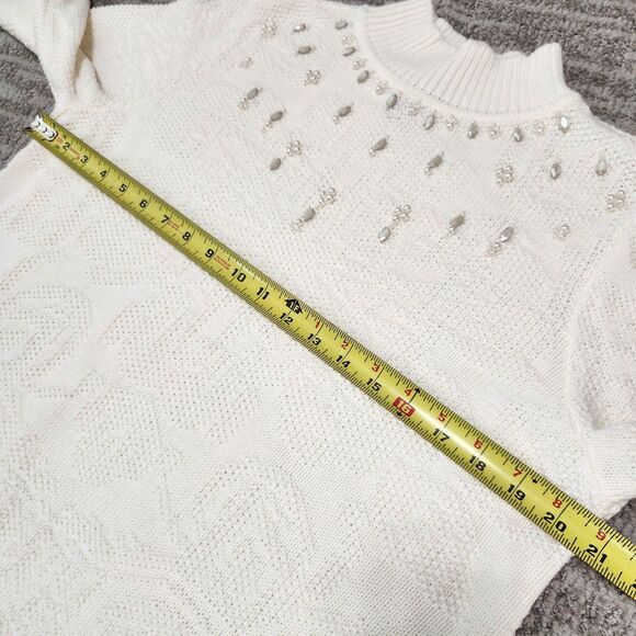 Chicos womens mock beaded sweater cream ivory size 2 or L - Picture 3 of 12